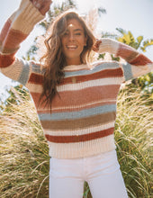 Multicolor striped autumn and winter sweater