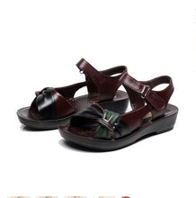 summer shoes flat sandals women aged leather flat with mixed colors fashion sandals comfortable old shoes - Fab Getup Shop