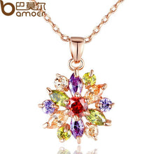BAMOER  18K Real Gold Plated Flower Necklaces Pendants with  Cubic Zircon For Women Birthday Gift JIN024 - Fab Getup Shop