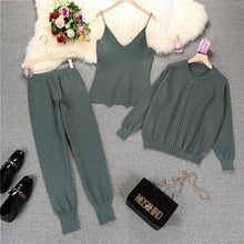 Knitted  Vest Zipper Cardigans Pants 3pcs Sets Tracksuits Outfits - Fab Getup Shop