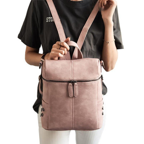 Backpack Women PU leather Shoulder Bag For Teenage Girls Fashion Vintage Rucksack Designer School mochila XA568H - Fab Getup Shop