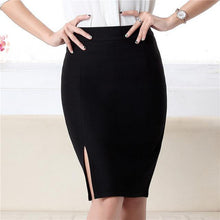 Women Office Formal Pencil Skirt Autumn Winter Elegant Slim Front Slit Midi Skirt Black/Gray/Red/Blue OL Skirts - Fab Getup Shop