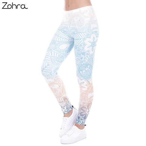 Zohra Brand  Leggings Mandala Mint Print Fitness legging High Elasticity Leggins Legins Trouser Pants for women - Fab Getup Shop