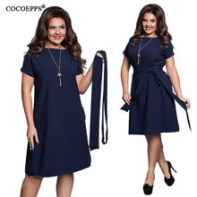 COCOEPPS Elegant Casual women blue dresses big sizes  plus size women clothing Summer style o-neck bodycon Chiffon Dress - Fab Getup Shop