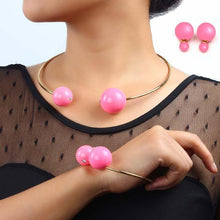 Jewelry Sets Huge Imitation Pearl Necklace and Bangle Earrings Rings Statement Women Vogue with Rhinestone - Fab Getup Shop