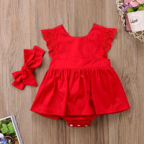 Christmas Ruffle Red Lace Romper Dress Baby Girls Sister Princess Kids Xmas Party Dresses Cotton Newborn Costume - Fab Getup Shop