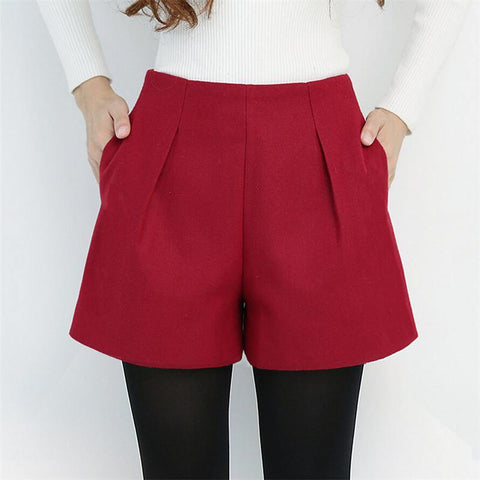 Women Wool Short High Waist Fashion Casual Candy Color Shorts Winter Style Harajuku Loose Boots Shorts Plus Size - Fab Getup Shop