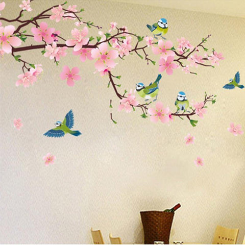 Romantic Peach Blossom and Swallow PVC Removable Room Decal Art DIY Wall Sticker Home Decor  popular stickers - Fab Getup Shop