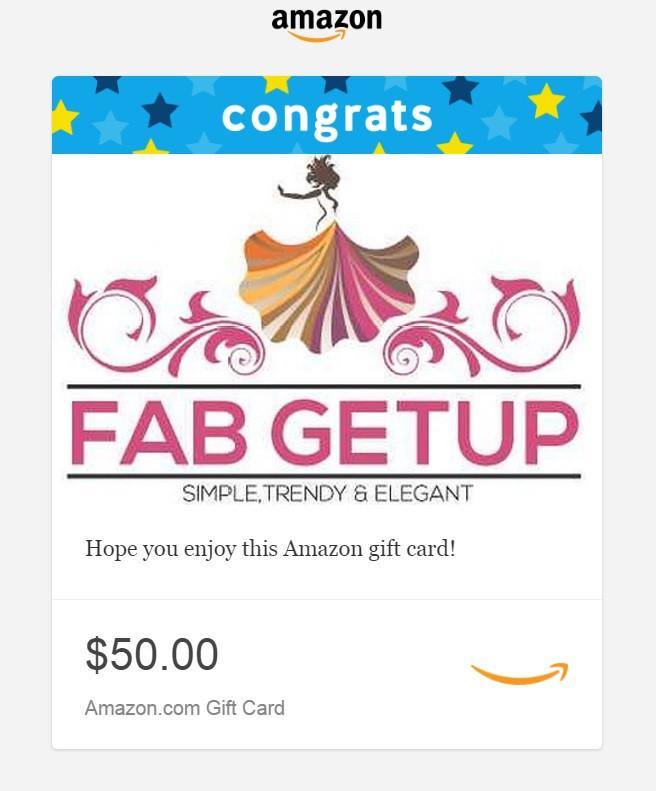 Fab Getup Shop - $50 Amazon Gift Card Monthly Giveaway - Fab Getup Shop