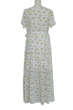 Women Boho Summer Deep V Neck Short Sleeves Maxi Dress