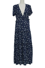 Women Boho Summer Deep V Neck Short Sleeves Maxi Dress