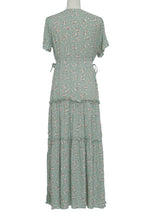 Women Boho Summer Deep V Neck Short Sleeves Maxi Dress