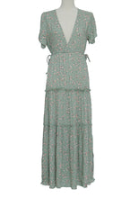 Women Boho Summer Deep V Neck Short Sleeves Maxi Dress