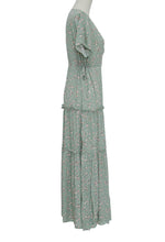 Women Boho Summer Deep V Neck Short Sleeves Maxi Dress