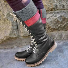 Chunky heel stitched leather boots