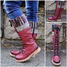Chunky heel stitched leather boots