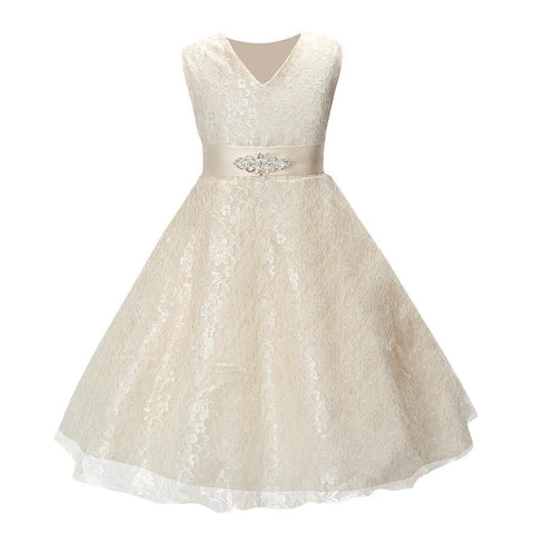 SQ253 Girls party wear clothing for children summer sleeveless lace princess wedding dress girls teenage well party prom dress - Fab Getup Shop