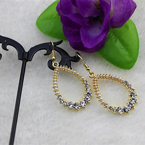 Ms popular jewelry  women set white diamond imitation pearls birthday party Christmas gift earrings - Fab Getup Shop