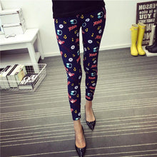 Spring New Fashion Casual Cotton BRUSHED Black Milk Leggings Pants Female Elastic Plaid Graffiti Leggings Trousers Women - Fab Getup Shop