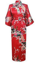 Brand  Black Women Silk Kimono Robes Long Sexy Nightgown Vintage Printed Night Gown Flower Plus Size S M L XL XXL XXXL A-045 - Fab Getup Shop