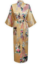 Brand  Black Women Silk Kimono Robes Long Sexy Nightgown Vintage Printed Night Gown Flower Plus Size S M L XL XXL XXXL A-045 - Fab Getup Shop