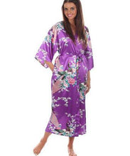 Brand  Black Women Silk Kimono Robes Long Sexy Nightgown Vintage Printed Night Gown Flower Plus Size S M L XL XXL XXXL A-045 - Fab Getup Shop