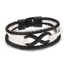 Silver plated Infinity Bracelet Bangle Genuine Leather Hand Chain Buckle friendship men women bracelet - Fab Getup Shop