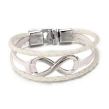 Silver plated Infinity Bracelet Bangle Genuine Leather Hand Chain Buckle friendship men women bracelet - Fab Getup Shop