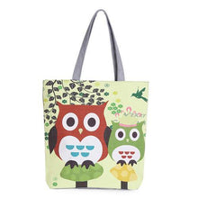 Floral And Owl Printed Canvas Tote Female Casual Beach Bags Large Capacity Women Single Shopping Bag Daily Use Canvas Handbags - Fab Getup Shop
