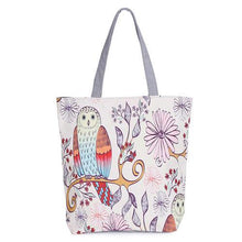 Floral And Owl Printed Canvas Tote Female Casual Beach Bags Large Capacity Women Single Shopping Bag Daily Use Canvas Handbags - Fab Getup Shop