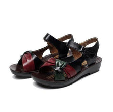 summer shoes flat sandals women aged leather flat with mixed colors fashion sandals comfortable old shoes - Fab Getup Shop