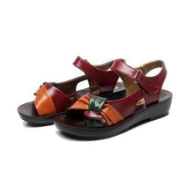 summer shoes flat sandals women aged leather flat with mixed colors fashion sandals comfortable old shoes - Fab Getup Shop