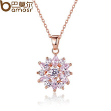 BAMOER  18K Real Gold Plated Flower Necklaces Pendants with  Cubic Zircon For Women Birthday Gift JIN024 - Fab Getup Shop