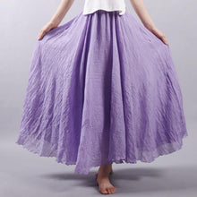 Women Linen Cotton Long Skirts Elastic Waist Pleated Maxi Skirts Beach Boho Vintage Summer Skirts Faldas Saia - Fab Getup Shop