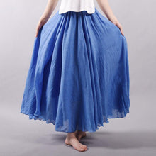 Women Linen Cotton Long Skirts Elastic Waist Pleated Maxi Skirts Beach Boho Vintage Summer Skirts Faldas Saia - Fab Getup Shop