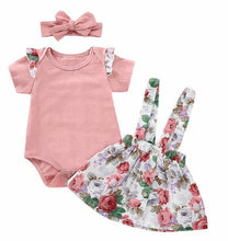Toddler Baby Girl Clothes Summer Pink Tops Romper Floral Skirt Outfits Set Clothes - Fab Getup Shop