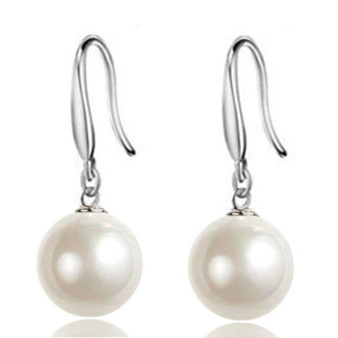 Fashion Hot Sale Bead Imitation Pearl Pendant Earrings Silver-plated Ear Hook Hypoallergenic Advanced Wild Wedding Earrings - Fab Getup Shop