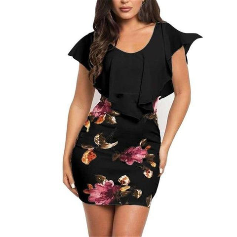 Sleeveless Floral Printed Bodycon Holiday Party Short Mini Dress - Fab Getup Shop