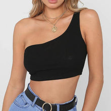 Crop Tank Top One Shoulder  Camisole Cotton Sleeveless - Fab Getup Shop