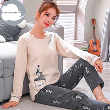 Winter Sleep Lounge Pajama Long Sleeve Top + Long Pant Woman Pajama Set Cartoon Pajamas Cotton - Fab Getup Shop