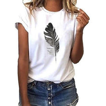 T Shirt Women Loose Short-Sleeved Leaf Print Tshirt O-Neck Summer Top Short Sleeve - Fab Getup Shop