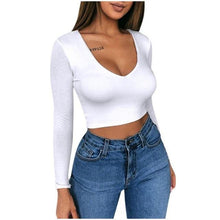 Bodycon T Shirt Autumn  Long Sleeve O-neck Crop Top - Fab Getup Shop