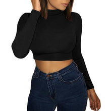 Bodycon T Shirt Autumn  Long Sleeve O-neck Crop Top - Fab Getup Shop