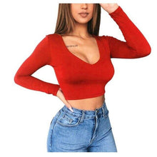 Bodycon T Shirt Autumn  Long Sleeve O-neck Crop Top - Fab Getup Shop