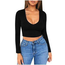 Bodycon T Shirt Autumn  Long Sleeve O-neck Crop Top - Fab Getup Shop