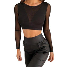 Bodycon T Shirt Autumn  Long Sleeve O-neck Crop Top - Fab Getup Shop