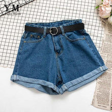 All Match Sashes Casual Women Denim Shorts Crimping High Waist Slim Summer Jeans Shorts - Fab Getup Shop