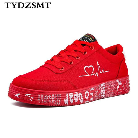 Women Vulcanized Shoes Sneakers Ladies Lace-up Casual Shoes Breathable Canvas Lover Shoes Graffiti Flat - Fab Getup Shop