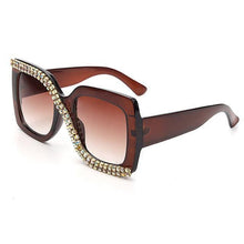 Square Rhinestone Sunglasses Women  Luxury Vintage Oversized Sunglasses Unique One Piece Diamond - Fab Getup Shop
