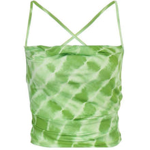 Tie Dye Backless Bandage Party Tops Fashion Summer Hollow Out Sexy Camis Tops Chic Vintage Sweet Green Crop Tops - Fab Getup Shop